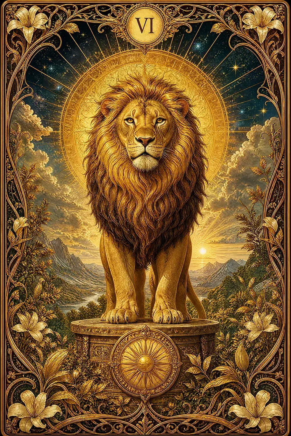 Lion of Courage tarot card artwork