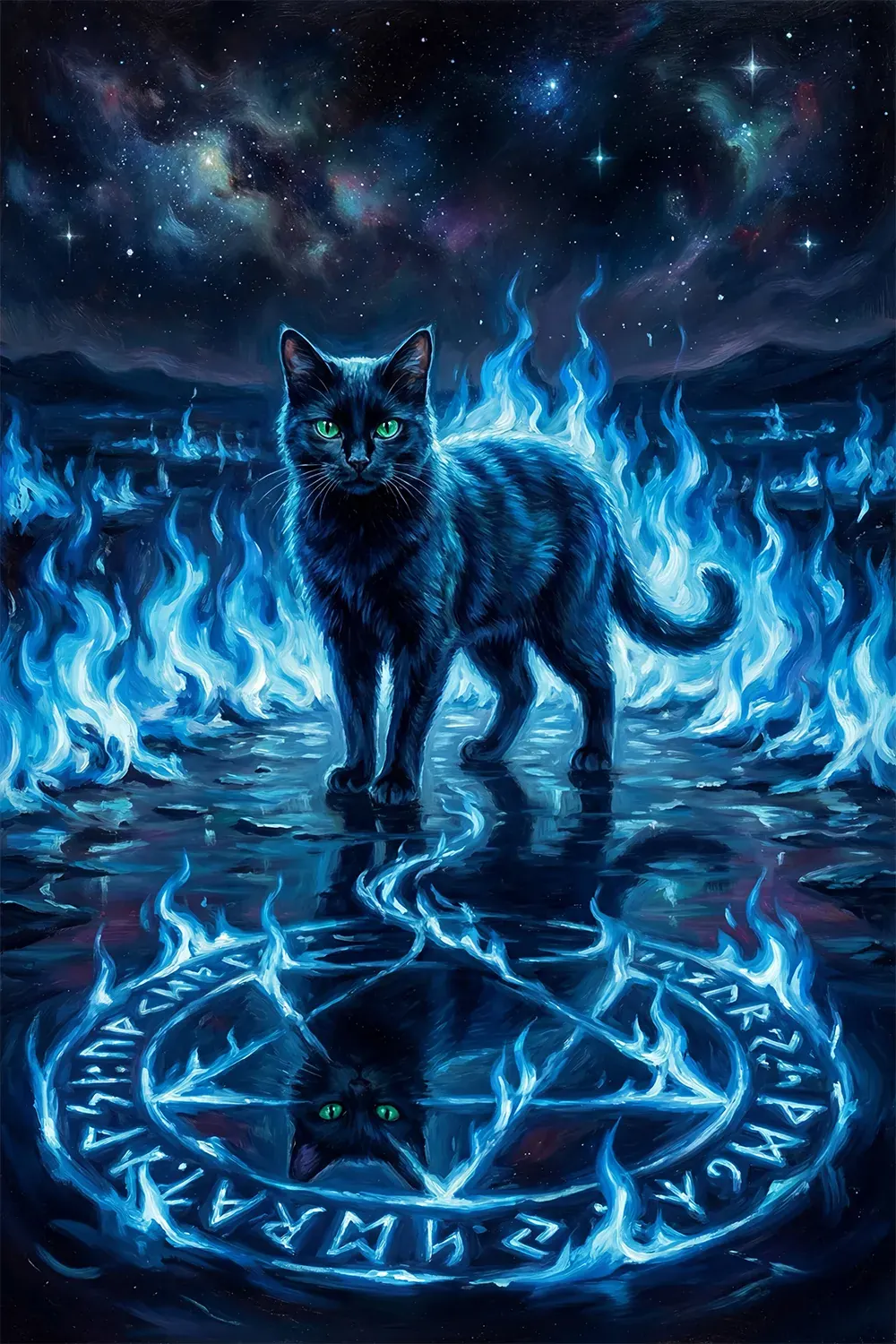 Nocturnal Guardians mystical cat artwork